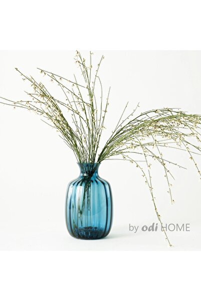 IKEA Handmade Üfleme Cam Vazo Dekoratif Mavi 21 cm