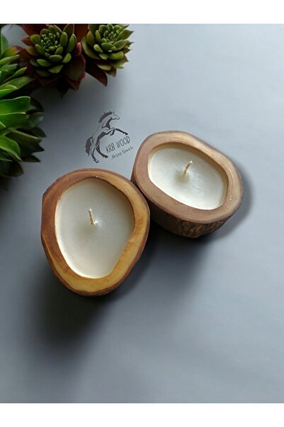 Krb Ahsap Kokulu Mum, Ahşap Mumluk, Renkli Doğal Mum, Doğal Kokulu Mum, Çikol...