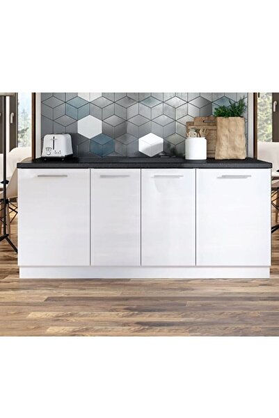 GC Emilia Mutfak Alt Modül 200 cm Beyaz - Antrasit Tezgah Dahil