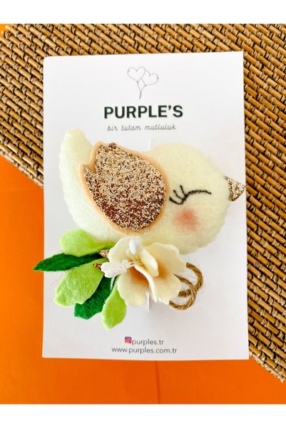 PURPLE'S BİR TUTAM MUTLULUK Handmade Design Felt Baby Kids Women's Hairpin / Hair Clip / Clips / Handmade