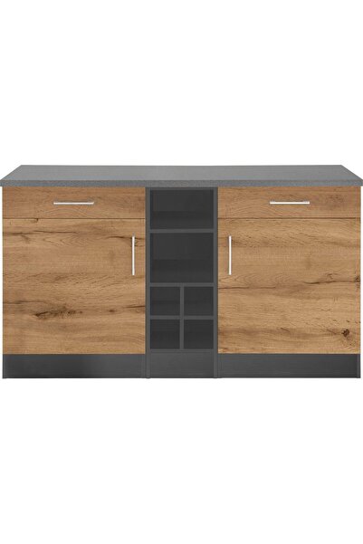 Tdesigno Katya Mutfak Alt Modül 130 Cm Antrasit-tezgah Dahil