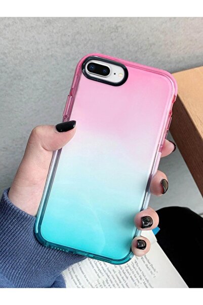 mooodcase Iphone 8 Plus Uyumlu Premium Rainbow Renkli Silikonlu Telefon Kılıf...