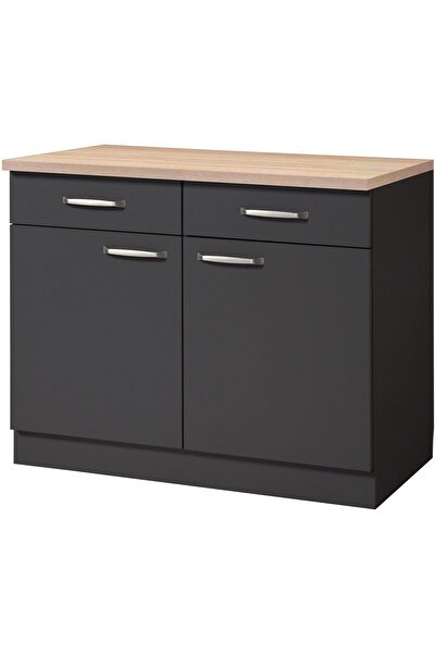 Tdesigno Ares Mutfak Çekmeceli Alt Modül - Dolap 120 Cm Antrasit- Tezgah Dahil