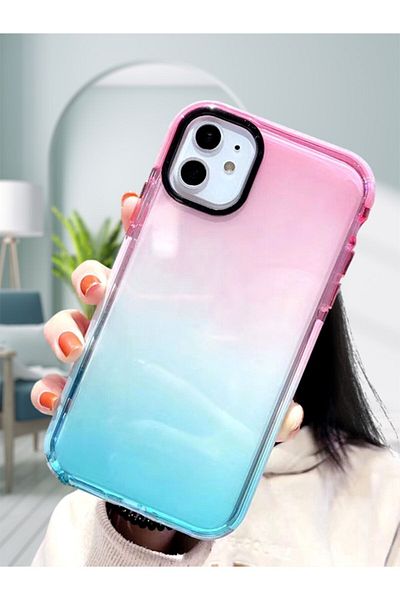 mooodcase حافظة هاتف آيفون 12 بريميوم من السيليكون بألوان قوس قزح Mchzr