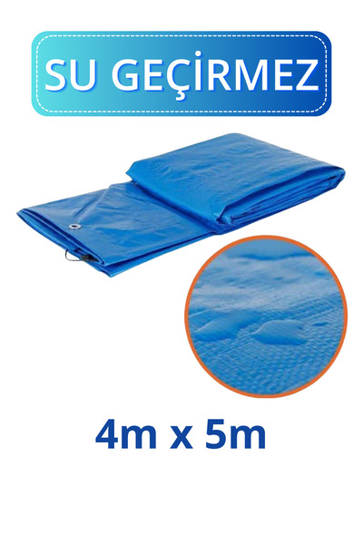 Evkar Mavi Su Geçirmez Pullu Çadır Branda Tente Yağmurluk Gölgelik 4m x 5m
