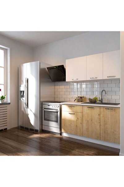Tdesigno Feyza Hazır Mutfak Dolabı 140 cm - Safir Meşe Beyaz