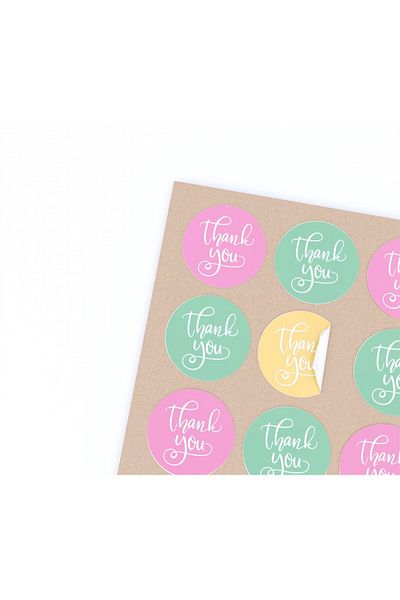 anka design Sticker Coated (4 Cm) 48 Pieces -thank you- Mixed