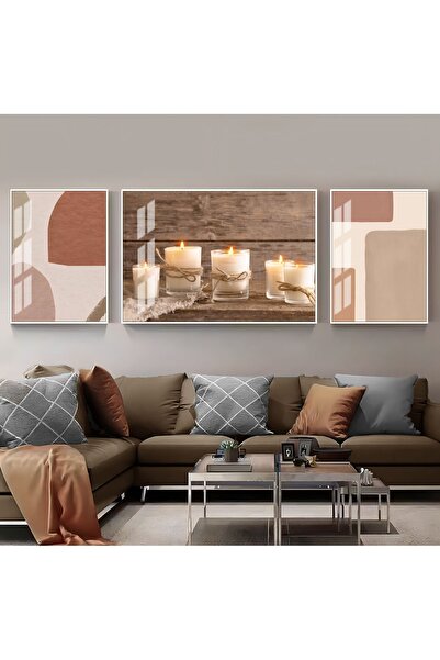 Harikabirev HARİKABİREV|KAHVERENGİ-TURUNCU MUM SOFT SOYUT KOMBİNİ 01 |ÇERÇEVE...