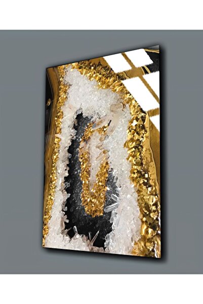 Harikabirev HARİKABİREV|KIRILMAZ CAM (TEMPERLİ) SARI-MAVİ SOYUT TABLO 04|TMTEKLİ