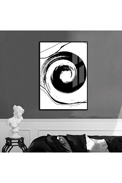 Harikabirev HARİKABİREV | MODEL SPIRAL ABSTRACT NEGRU-ALB 1 | TABLĂ DE STICLA...