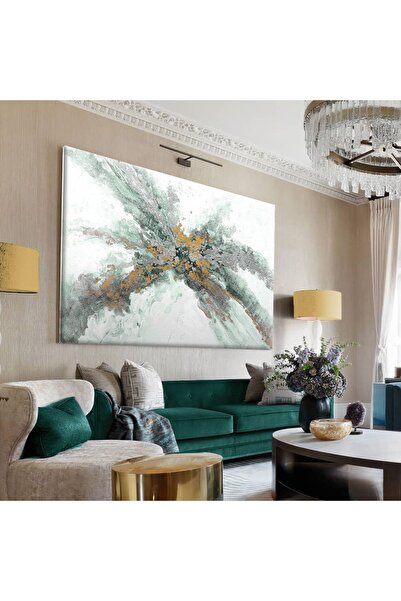 Harika bir ev HARİKABİREV|Beyaz-Yeşil-Gri Soyut Desenli Tablo 2|TEKLİ ÇERÇEVE...