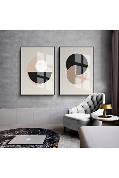 Harikabirev HARİKABİREV | COMBINAT ABSTRACT GRI-NEGRU-BEJ 01 | TABLO DE STICL...