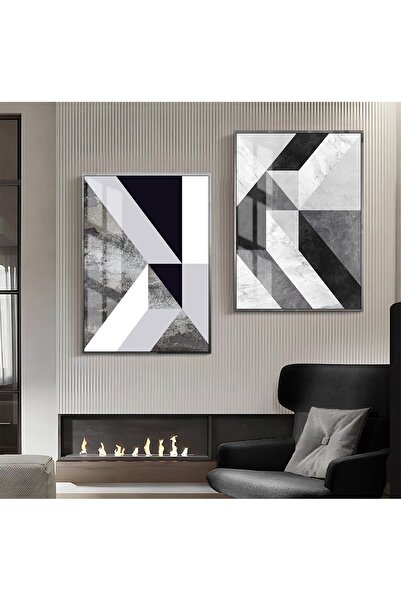 Harikabirev HARİKABİREV | COMBINAT DE ABSTRACTE NEGRU-ALB 1 | TABLO DE STICLA...