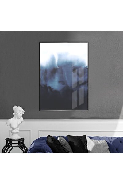 Harikabirev HARİKABİREV | MODELL ABSTRACT ALB-ALBASTRU 1 | TABLĂ DE STICLA TEMPLATĂ CU CADRU, SIMPLE, VERTICALĂ