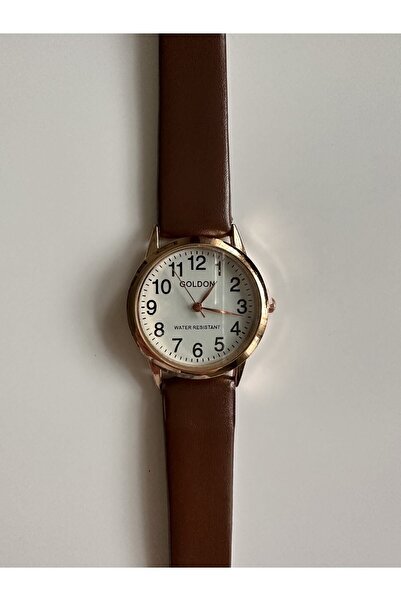 GOLDON Retro Kadın Kol Saati Rose Gold Vintage Stil Deri Kayışlı