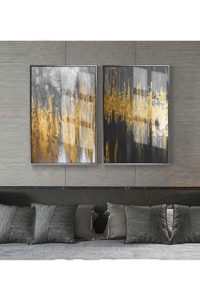 Harika bir ev HARİKABİREV | COMBINAȚIE GRI-AURIE DE FORME ABSTRACTE 4 | Set d...