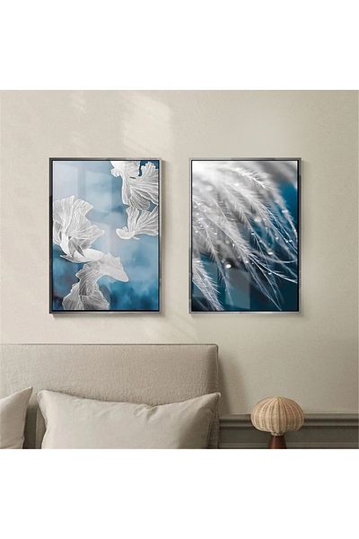 Harikabirev | navy blue Ασημί Συνδυασμός Navy Blue Soft Feathers | γυαλί Τραπέζι 2 Κάθετο