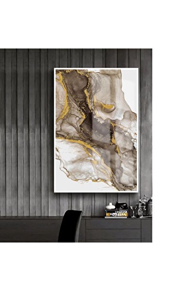 Harika bir ev HARİKABİREV|SİYAH-GOLD-KREM SOYUT TABLO 01 |ÇERÇEVELİ TEMPERLİ ...