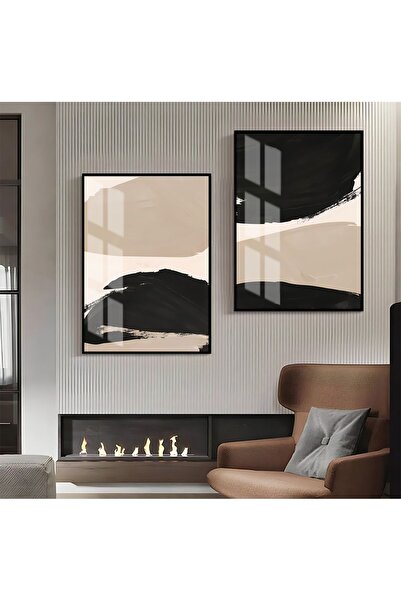 Harikabirev HARİKABİREV | COMBINAT ABSTRACT BEJ-CREM-NEGRU 01 | TABLO DE STIC...