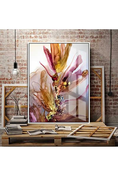 Harika bir ev HARİKABİREV|GOLD-MÜRDÜM SEVİLEN SOYUT TABLO 3 |ÇERÇEVELİ TEMPER...