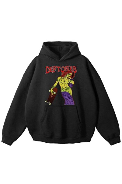 MAYDAY CULTURE Hanorac unisex negru Deftones - Trei fire, cu o formă largi, c...