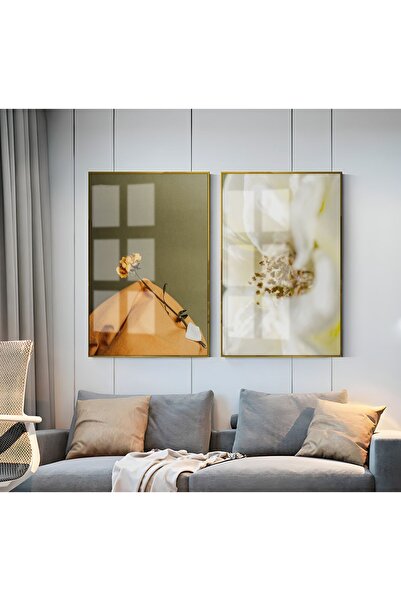 Harikabirev HARİKABİREV | COMBINAT DE FLORI GALBEN-ALB 1 | TABLO DE STICLA CU...