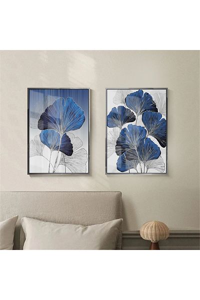 Harikabirev | ναυτικό μπλε-ασημί Συνδυασμός Infinity Flowers | πλαίσιο Τραπέζι από σκληρυμένο γυαλί 2 τεμαχίων κάθετο