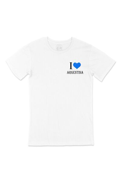 Cix Volim Argentinu Dizajn džepnog logotipa Bela majica