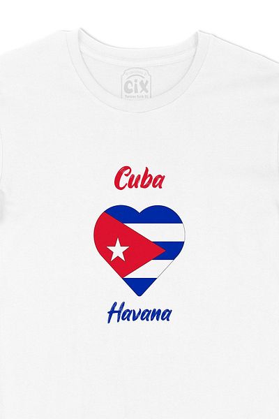 Cix Tricou cu inimă cu steagul cubanez Havana