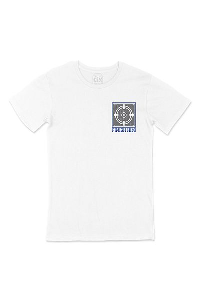 Cix Tricou alb Blue Finish Him cu logo-ul de buzunar