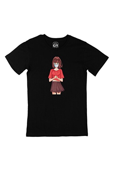 Cix Devojka u anime maski, crna majica