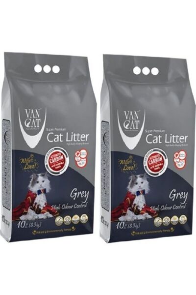 Vancat Aktif Karbonlu Süper Topaklaşan Bentonit Kedi Kumu 2 x 10 L