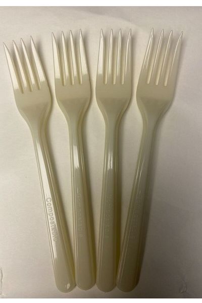 Kapital plastik 25 Pieces Cream Colored Plastic Fork