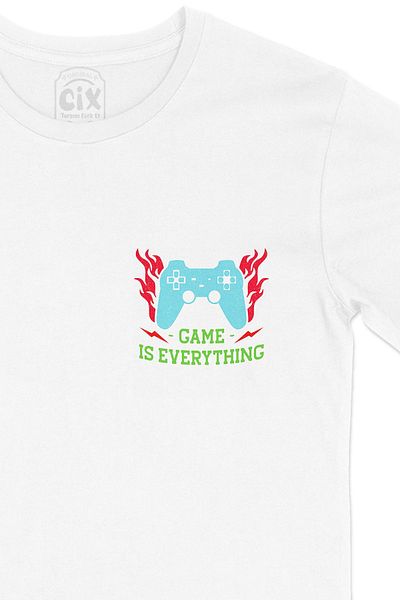 Cix Blue Game Is Everything Λευκό T-Shirt με σχέδιο λογότυπου τσέπης