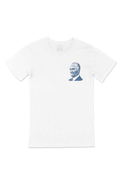 Cix Λευκό μπλουζάκι Atatürk με μπλε σιλουέτα και σχέδιο λογότυπου τσέπης