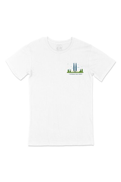 Cix Petronas Twin Towers džepni logo dizajn bela majica