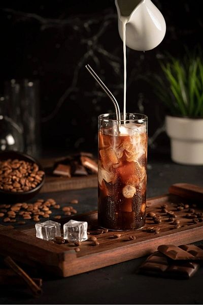 ASYA BAZAAR 2 Pieces 350 Ml Borosilicate Glass Cup with Glass Straw 4 Pieces