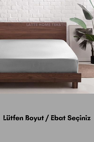 LATTE TEKSTİL Gray Cotton Towel Fabric - Elastic Fitted Sheet, Single/Double/Length Size