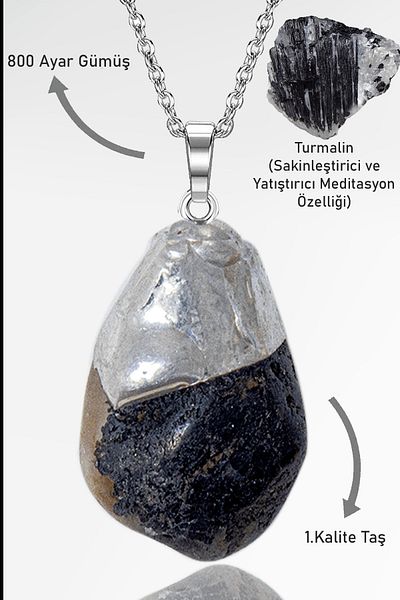 Tesbih Atölyesi Certified Black Tourmaline Tumbled Necklace