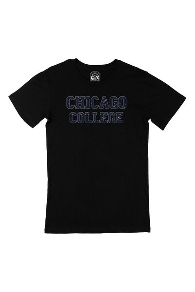 Cix Crna majica sa dizajnom džepnog logotipa Chicago College-a