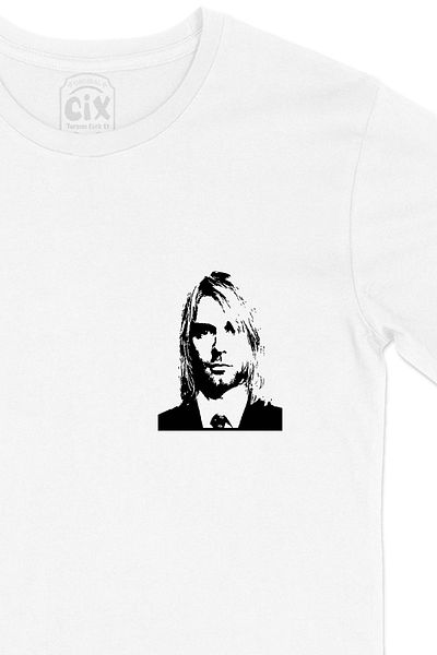 Cix Λευκό μπλουζάκι Kurt Cobain με σχέδιο λογότυπου τσέπης