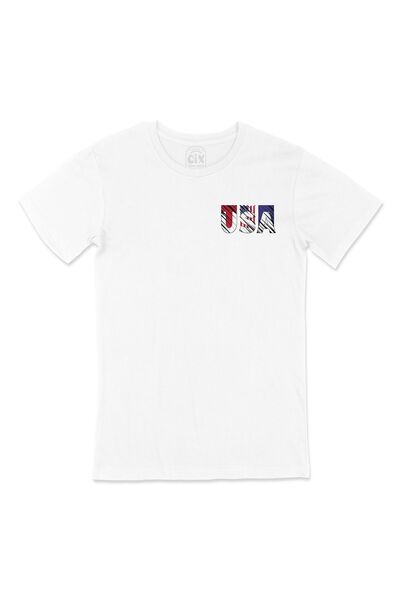 Cix SAD Amerika Dizajn Džepni Logo Dizajnirana Bela Majica