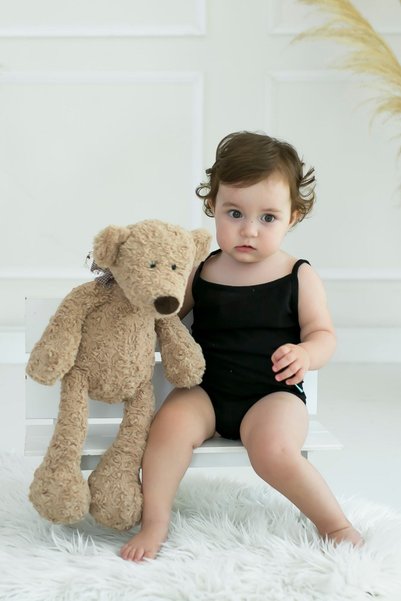 BeyzBaby Şile Cloth Baby Black Strapped Muslin Body