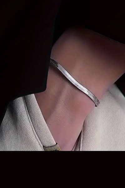 MAZEN Flat Steel Non-Tarnish Bracelet with Italian Chain