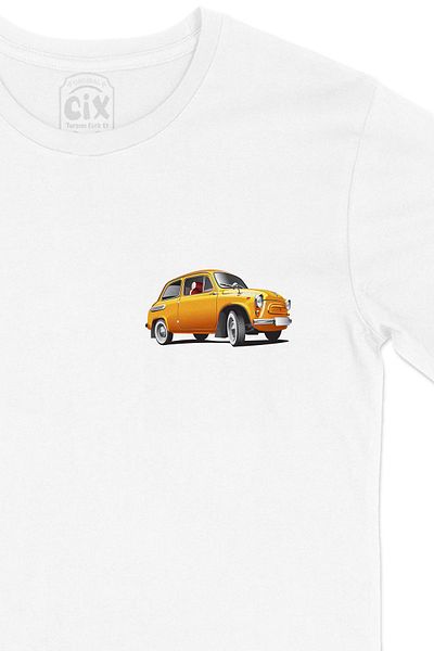 Cix Tricou alb cu logo-ul portocaliu de buzunar țestoasă