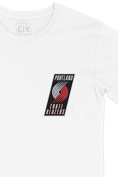 Cix Tricou alb Portland Trail Blazers cu logo-ul de buzunar