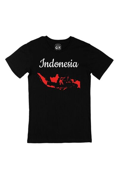 Cix Unisex crna majica sa mapom i zastavom Indonezije