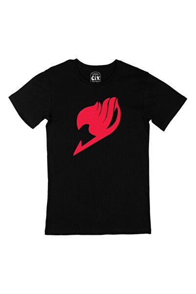 Cix Tricou negru cu logo Fairy Tail cu design de buzunar