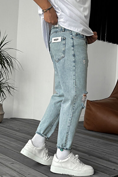 BDRMAN Boyfriend Buz Mavisi Yırtık Detaylı Kot Pantolon