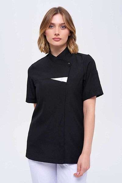 TIPTEKS Women's Royal Garnished Cook Outfit Short Sleeve Alpaca Chef Jacket
